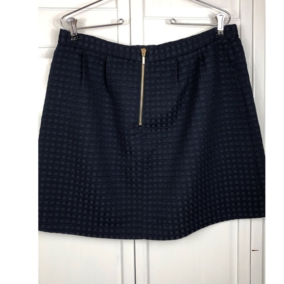 KATHERINE BARCLAY-MONTREAL , NAVY JACQUARD WOVEN PENCIL SKIRT - Picture 2 of 6